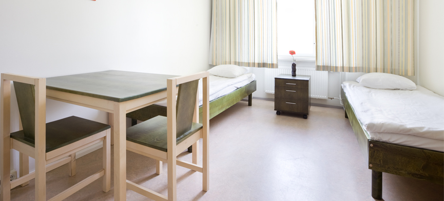 dorm room made into a temporary medical facility